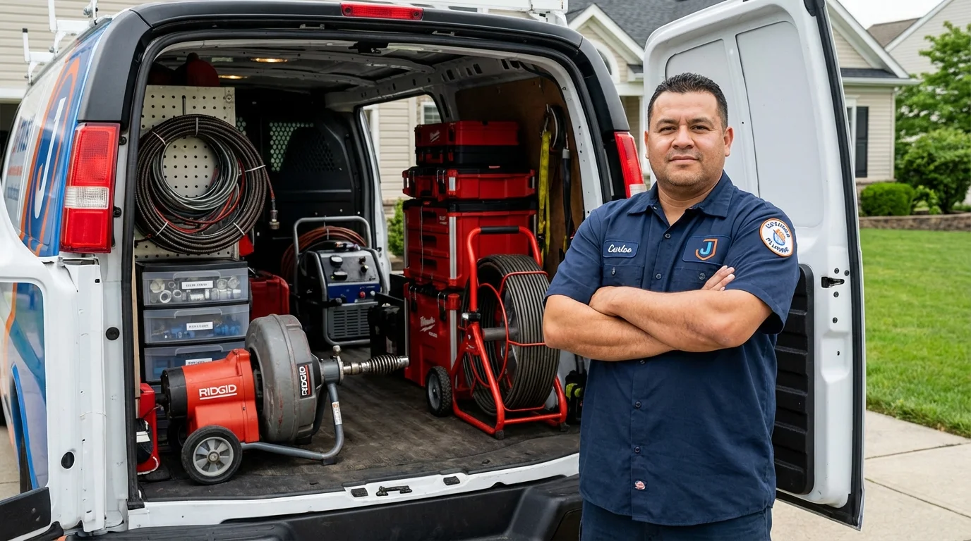 Professional drain cleaning equipment and Johns Plumbing LLC plumber in Taneytown