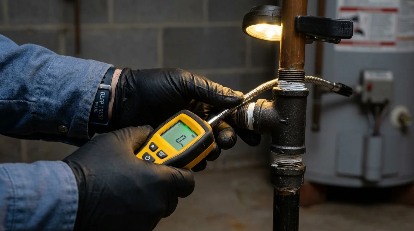 Gas leak detection with electronic sniffer by Johns Plumbing LLC in Taneytown